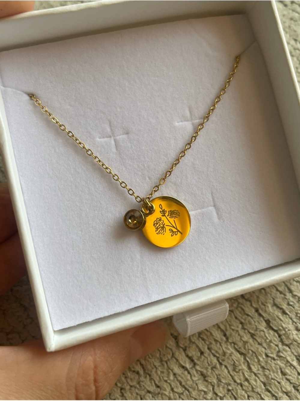 Gold-Tone Yellow Floral Disc Necklace